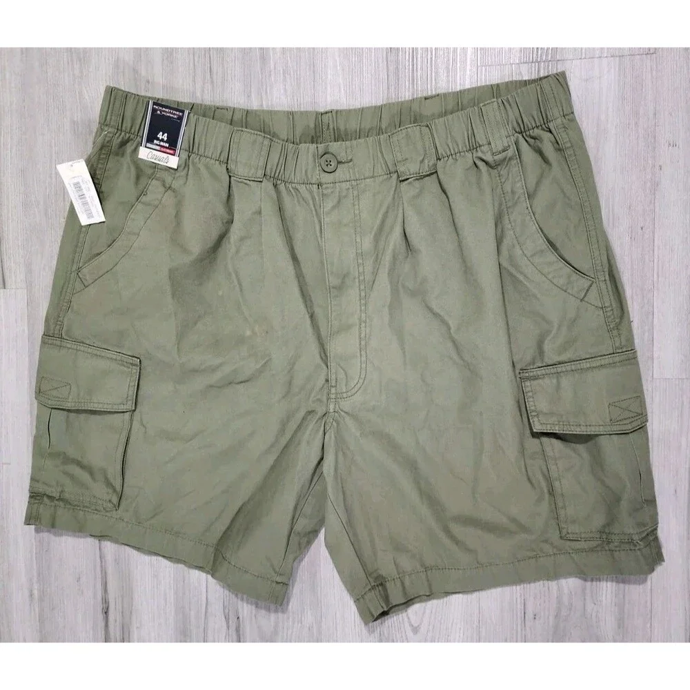 Roundtree & Yorke Casuals Comfort Cargo Shorts Men's Big Man 44 Army Green New